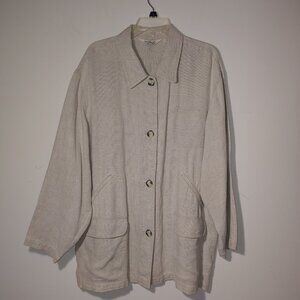 Vintage L.L. Bean 100% Linen Utility Coat Jacket Size XL Regular Cream